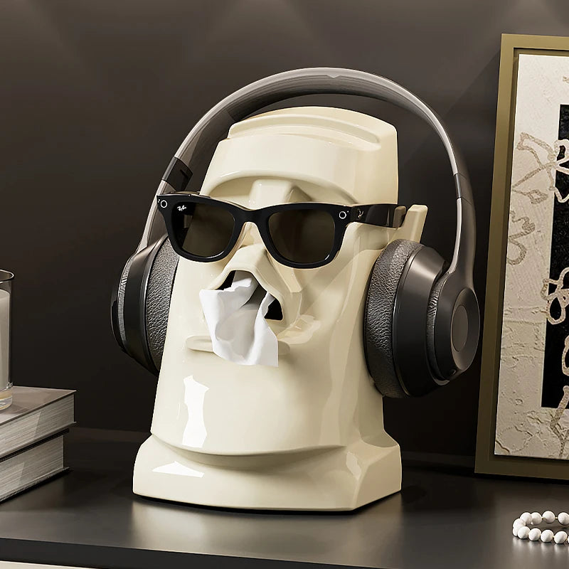 Moai Tissue Box Holder – ABS Desk Decor