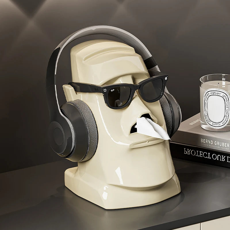 Moai Tissue Box Holder – ABS Desk Decor