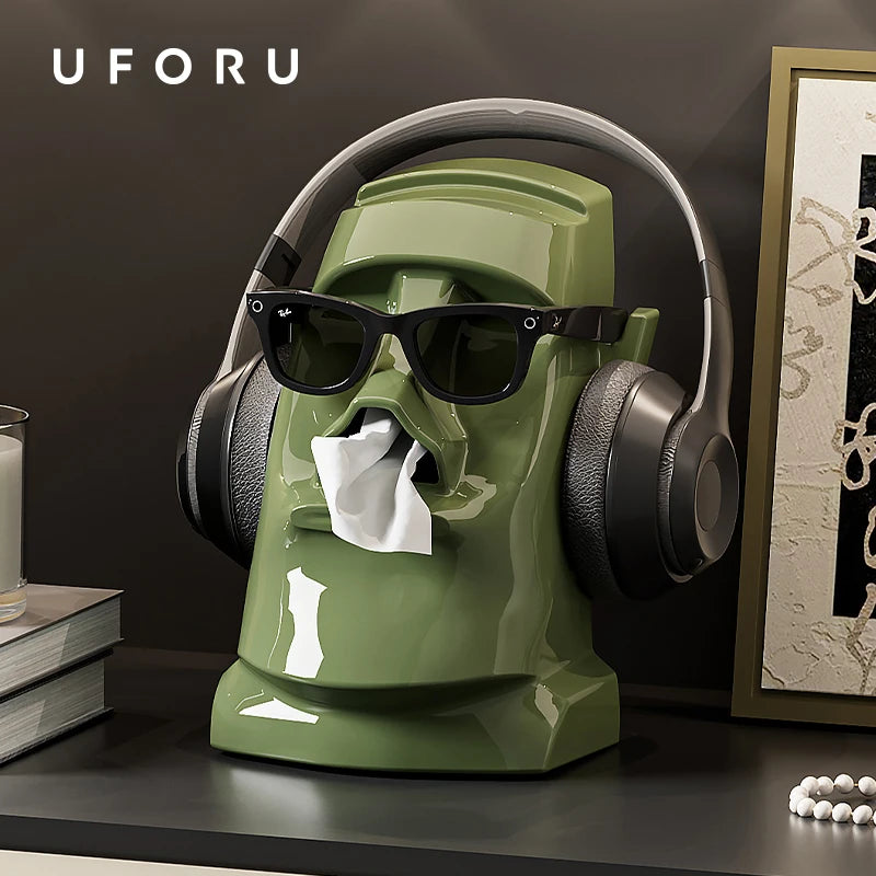 Moai Tissue Box Holder – ABS Desk Decor